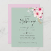 Papier Blush Rose Sage Floral Mariage INVITE Budget (Devant / Derrière)