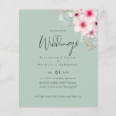 Papier Blush Rose Sage Floral Mariage INVITE Budget (Devant)