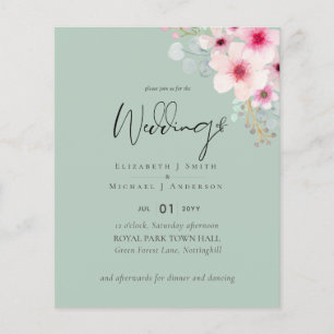 Papier Blush Rose Sage Floral Mariage INVITE Budget
