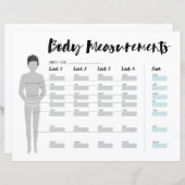 Papier Body Measurements Tracker pour les hommes, 4 semai (Devant / Derrière)