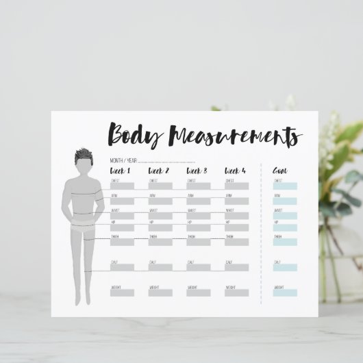 Papier Body Measurements Tracker pour les hommes, 4 semai (Debout devant)