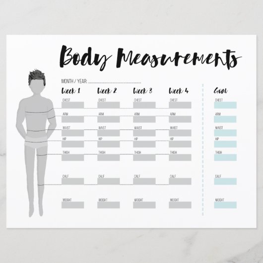 Papier Body Measurements Tracker pour les hommes, 4 semai (Devant)