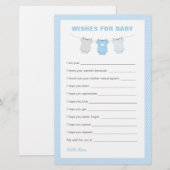 Papier Bodysuit Baby shower Voeux pour bébé - Bleu (Devant / Derrière)