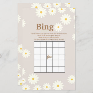 Papier Bohème blanc marguerite Aquarelle Bingo Jeu