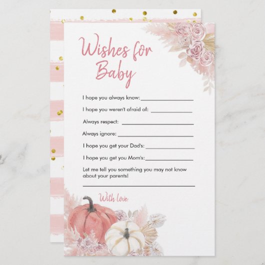 Papier Bohème Chute dans l'amour Citrouilles souhaits pou (Devant / Derrière)