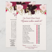 Papier Bohème Floral Mariage Mot Recherche Jeu de douche (Devant / Derrière)