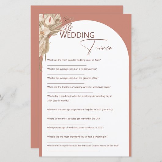 Papier Bohème il dit qu'elle a dit mariage trivia jeu (Devant / Derrière)