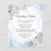 Papier Bohemian Blue Ivory Rose Flowers Détails Mariage (Devant)