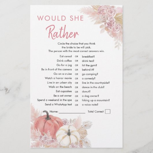 Papier Bohemian Fall in Love Citrouille Voudrait-elle mie (Devant)