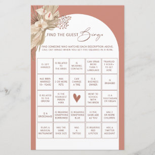 Papier Bohemian trouver l'invité bingo nuptiale douche je