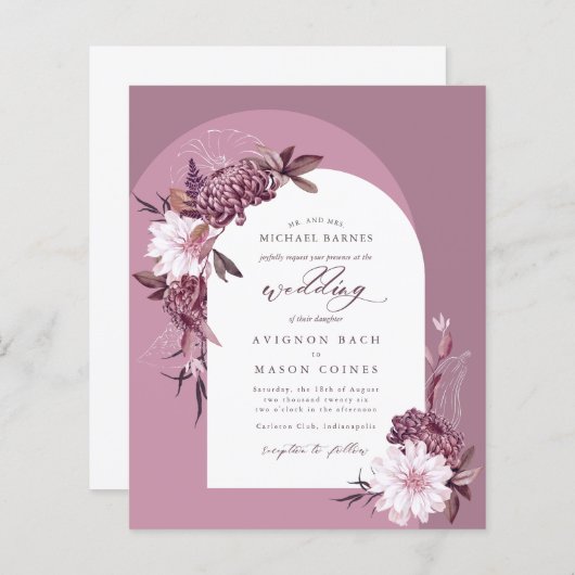 Papier Bohémien Anglais Lavender Fall Arch Budget Mariage (Devant / Derrière)