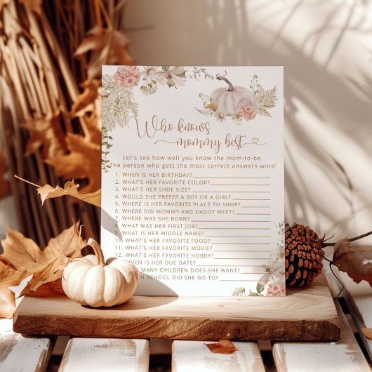 Papier Boho automne citrouille floral Qui connaît maman m