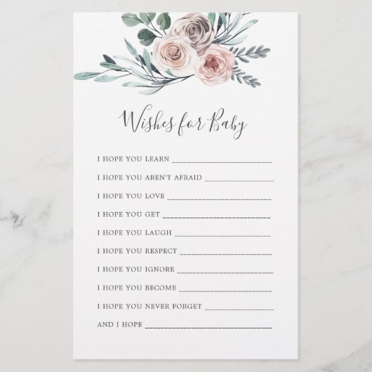 Papier Boho Baby shower Rose Wings Pour Baby Card (Devant)