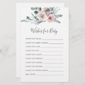 Papier Boho Baby shower Rose Wings Pour Baby Card (Devant / Derrière)