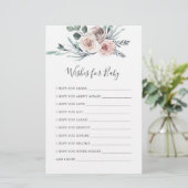 Papier Boho Baby shower Rose Wings Pour Baby Card (Debout devant)