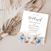 Papier Boho Blue Floral Budget Faire-part de mariage
