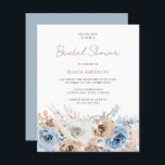 Papier Boho Blue Floral Budget Nuptiale Douche Invitation<br><div class="desc">Boho Blue Floral Budget Nuptiale Douche Invitation</div>