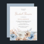 Papier Boho Blue Floral Budget Nuptiale Douche Invitation<br><div class="desc">Boho Blue Floral Budget Nuptiale Douche Invitation</div>