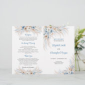 Papier Boho Blue Floral et Pampas Roses d'ivoire (Debout devant)