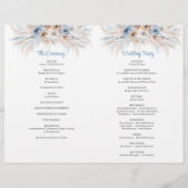 Papier Boho Blue Floral et Pampas Roses d'ivoire (Dos)