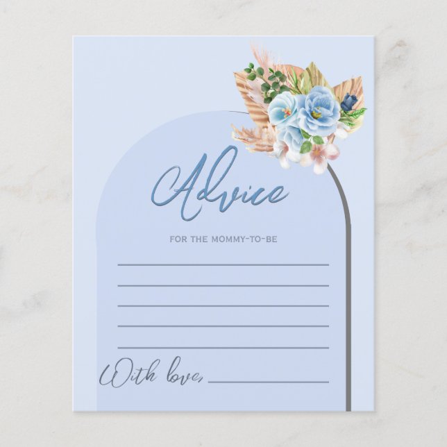 Papier Boho Blue Pampass Grass Dessert Jeux de Baby showe (Devant)