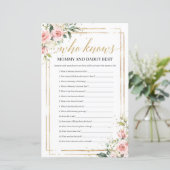 Papier Boho blush floral qui connaît maman et papa mieux