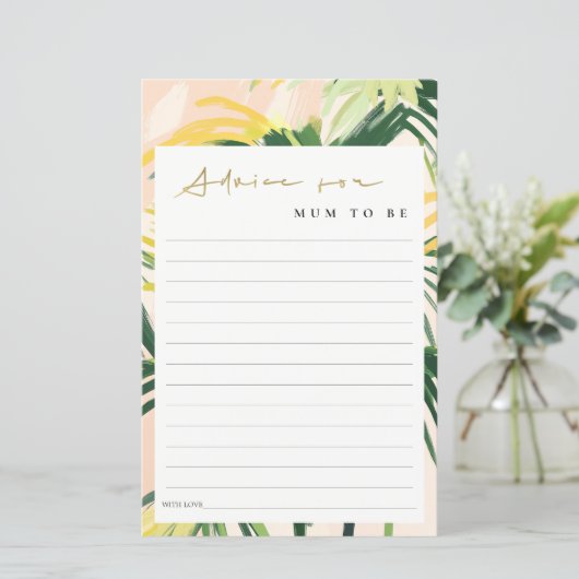 Papier Boho Blush Green Tropical Palm Conseils pour maman (Debout devant)
