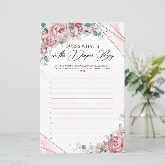 Papier Boho blush roses Devinez ce qui est dans le sac de (Debout devant)