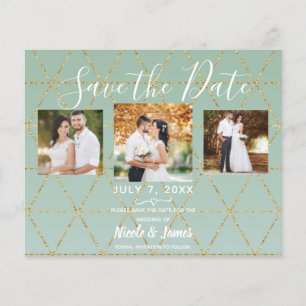 Papier Boho Bohème Chic Or Mint Moderne Sauvegarder Date
