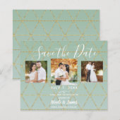 Papier Boho Bohemian Chic Gold Mint Modern Date de sauveg (Devant / Derrière)