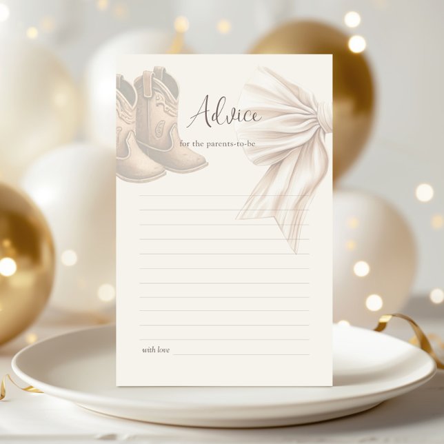 Papier Boho Boots Ou Bows Genre Revevela Notice Card (Créateur téléchargé)