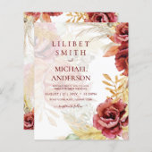 Papier BOHO Bourgogne Rose Pampas Mariage (Devant / Derrière)