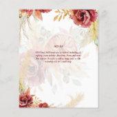 Papier BOHO Bourgogne Rose Pampas Mariage (Dos)