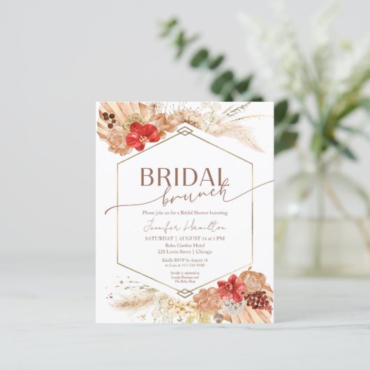 Papier Boho Bridal Brunch Invitation de la douche nuptial (Debout devant)