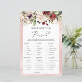 Papier Boho burgundy floral ce qui est dans votre sac (Debout devant)