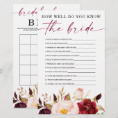 Papier Boho Burgundy Jeux à double face Fête des mariées (Devant / Derrière)