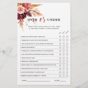 Papier Boho Burgundy Terracotta Jeu de Fête des mariées F