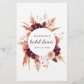 Papier Boho Burgundy Terracotta Jeu de Fête des mariées F (Dos)