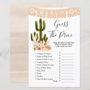 Papier Boho Cactus Taco bout Love Devinez le prix Jeu