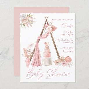 Papier Boho Chic Floral Tepee Girl Baby shower Invitation