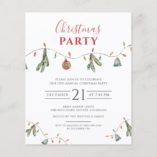 Papier Boho Chic Noël Fête Invitation (Devant)