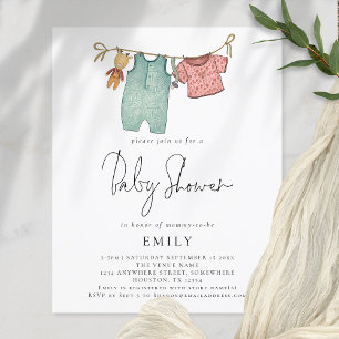 PAPIER Boho chique kleding op lijn Baby shower Flyer