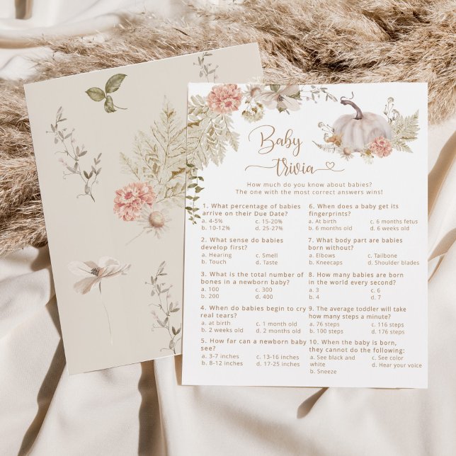 Papier Boho citrouille Baby trivia jeu de baby shower (Créateur téléchargé)
