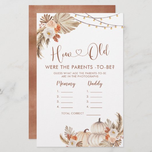 Papier Boho Citrouille rustique tombent amoureux Comment (Devant / Derrière)