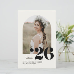 Papier Boho Classe 2025 Photo d'arch Graduation Invitatio