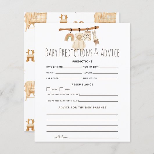 Papier Boho Clothesline Baby Predictions & Conseils (Devant / Derrière)