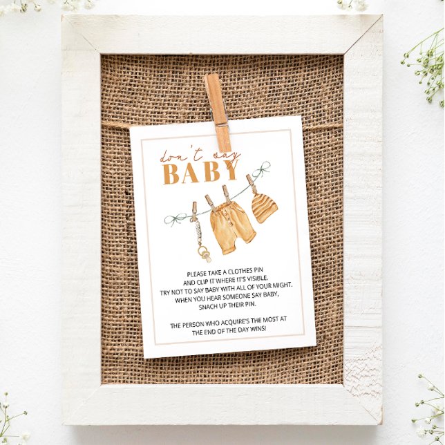 Papier Boho Clothesline Ne pas dire Baby Game Sign (Fun Baby Shower Game)