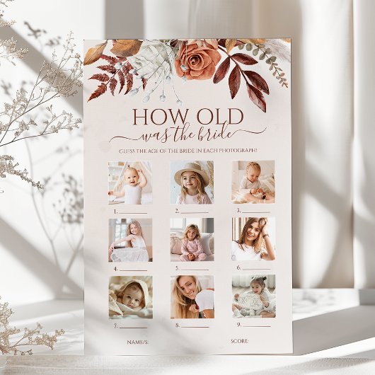 Papier Boho Combien D'Âge Était Le Jeu De Fête des mariée
