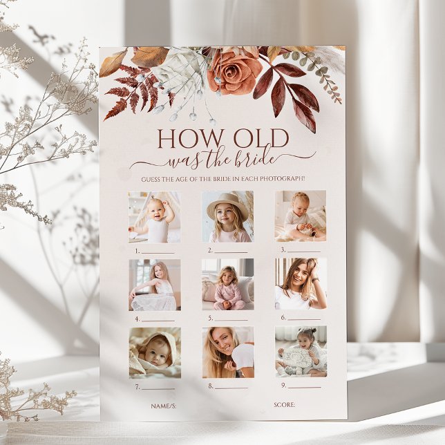 Papier Boho Combien D'Âge Était Le Jeu De Fête des mariée (Créateur téléchargé)