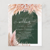 Papier Boho Coral Pampas Grass Green Mariage (Devant)